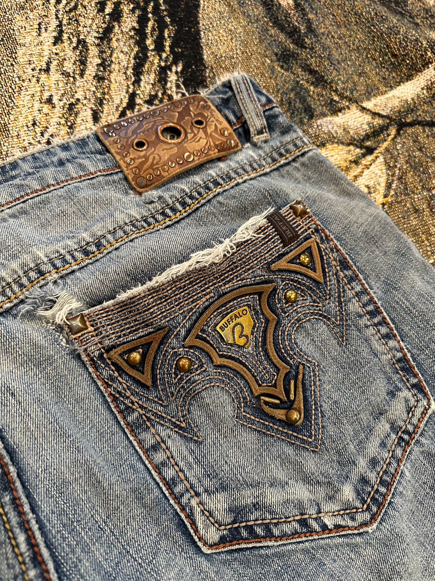 Y2k Buffalo flared light wash denim